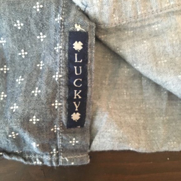 Lucky Brand Boys Blue Chambray Printed Button Up S - Picture 2 of 8